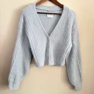 Abercrombie Soft AF Gray Cropped Cable Knit Cardigan Small